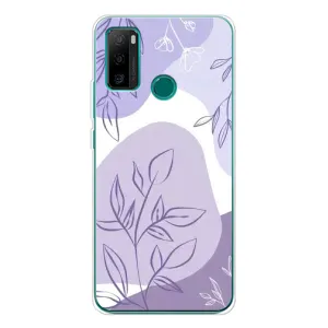 Силиконовый чехол с принтом в цветах на Ulefone Note 10P (Фиолетовые листья абстракция)