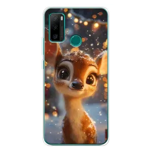 Яркий чехол для Ulefone Note 10P с Зимними Оленятами (Олененок среди гирлянд)