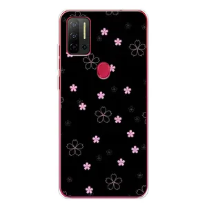 Чохол з розовим принтом для Ulefone Note 11P (Рожеві квіти на чорному)