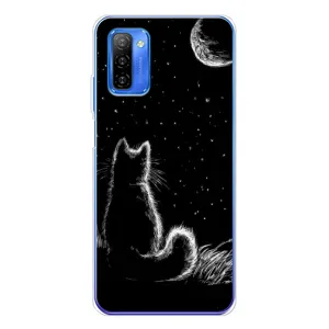 Чехол с принтом для Ulefone Note 12 (AlphaPrint) Модные коты (Котик и луна)
