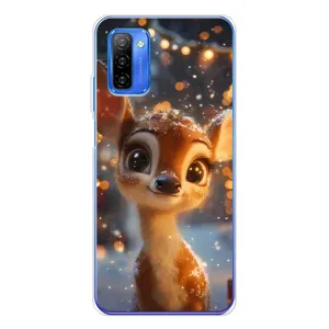 Яркий чехол для Ulefone Note 12 с Зимними Оленятами (Олененок среди гирлянд)