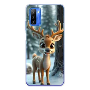 Яркий чехол для Ulefone Note 12 с Зимними Оленятами (Олененок в лесу)