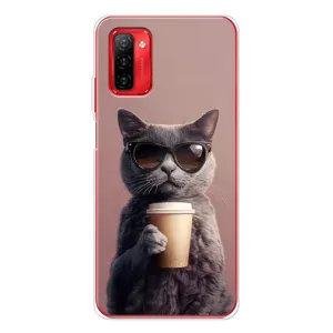 Чехол с принтом стильные животные для Нот 12П (Кот с кофе)