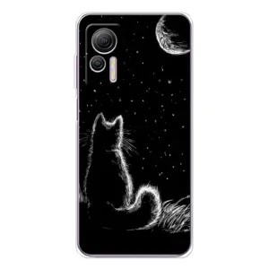 Чехол с принтом для Ulefone Note 14 (AlphaPrint) Модные коты (Котик и луна)