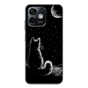 Чехол с принтом для Ulefone Note 16 Pro (AlphaPrint) Модные коты (Котик и луна)