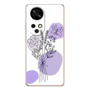 Силиконовый чехол с принтом в цветах на Ulefone Note 17 Pro (Букет фиолетовая абстракция)