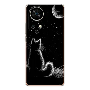 Чохол з принтом для Ulefone Note 17 Pro (AlphaPrint) Модні коти (Котик і місяць)