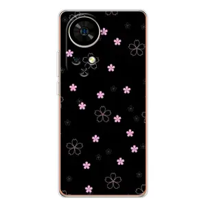 Чохол з розовим принтом для Ulefone Note 17 Pro (Рожеві квіти на чорному)