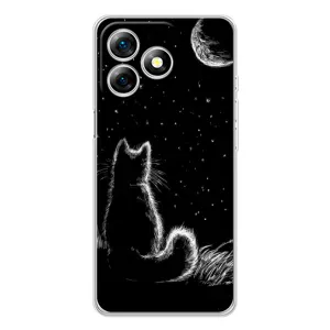 Чехол с принтом для Ulefone Note 18 Pro (AlphaPrint) Модные коты (Котик и луна)