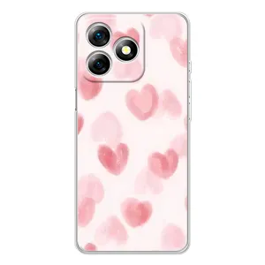 Чехол с розовым рисунком для Ulefone Note 18 Pro (Розовые сердечки)