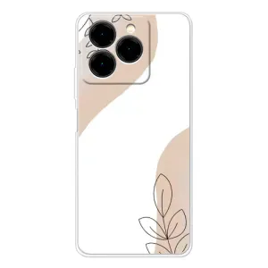 Силиконовый чехол с принтом в цветах на Ulefone Note 20 Pro (Нюдовая веточка абстракция)