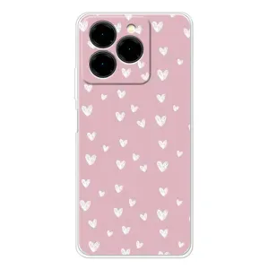 Чехол с розовым рисунком для Ulefone Note 20 Pro (Сердечки на розовом)