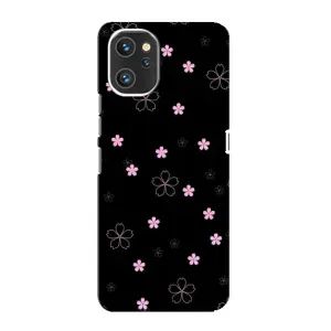 Чехол с розовым рисунком для Umidigi A13 (Розовые цветы на черном)