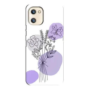 Силиконовый чехол с принтом в цветах на Umidigi A13s (Букет фиолетовая абстракция)