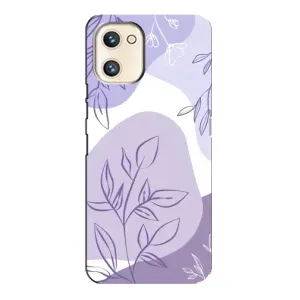 Силиконовый чехол с принтом в цветах на Umidigi A13s (Фиолетовые листья абстракция)