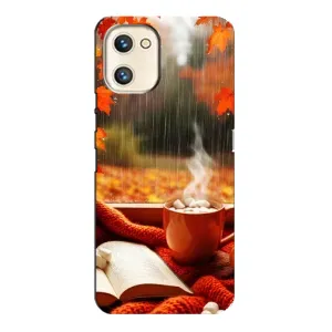 Чехол с уникальным дизайном «Осень с кофе» для Umidigi A13s (Кофе и дождь)