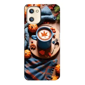 Чехол с уникальным дизайном «Осень с кофе» для Umidigi A13s (Кофе и тыковки)