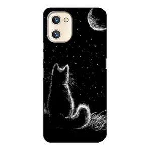 Чохол з принтом для Umidigi A13s (AlphaPrint) Модні коти (Котик і місяць)