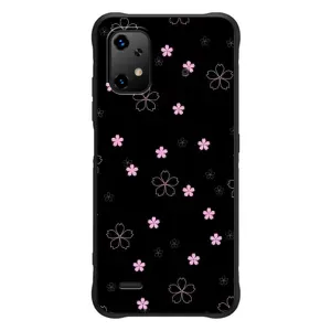 Чехол с розовым рисунком для UMiDiGi Bison X20 (Розовые цветы на черном)