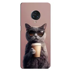 Чехол с принтом стильные животные для Виво Некс 3 (Кот с кофе)