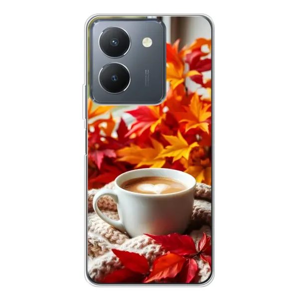 Чехол с принтом «Кофе и листья» для Vivo S30 Pro Mini