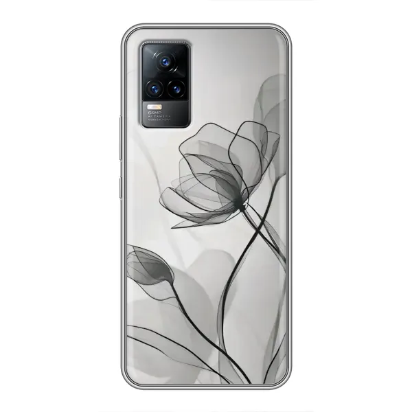 Чехол с принтом «Черные цветы» для Vivo S9e Чехол с принтом «Черные цветы» для Vivo S9e