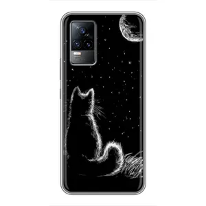 Чехол с принтом для Vivo S9e (AlphaPrint) Модные коты (Котик и луна)