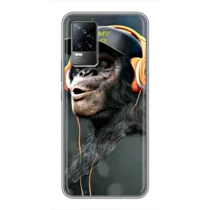 Чехол с Обезьянами Vivo S9e - (AlphaPrint) (В наушниках)