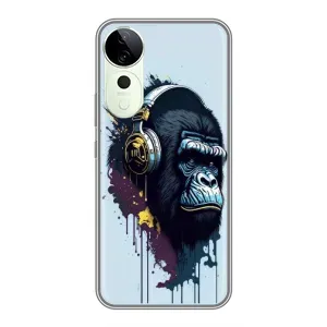 Чехол с Обезьянами Vivo T3 Ultra - (AlphaPrint) (Горилла в наушниках)