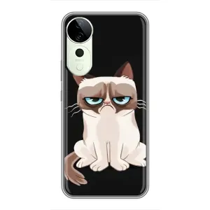 Чехол с принтом для Vivo T3 Ultra (AlphaPrint) Модные коты (Грустный кот)