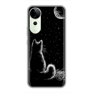 Чехол с принтом для Vivo T3 Ultra (AlphaPrint) Модные коты (Котик и луна)