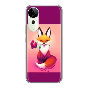 Чехлы с картинкой Лисички для Vivo T3 Ultra (VPrint) (Лисичка с розочкой)