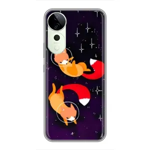 Чехлы с картинкой Лисички для Vivo T3 Ultra (VPrint) (Лисички космонавты)