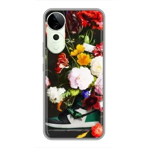 Брендновые Чехлы для Vivo T3 Ultra - (PREMIUMPrint) (Nike цветы)