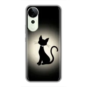 Чехол с принтом для Vivo T3 Ultra (AlphaPrint) Модные коты (Силуэт котика)