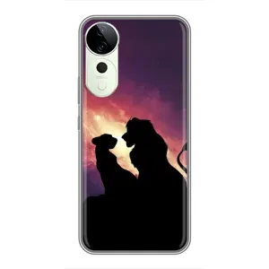 Чехол Король лев на Vivo T3 Ultra (Силуэт Симба и Налу)
