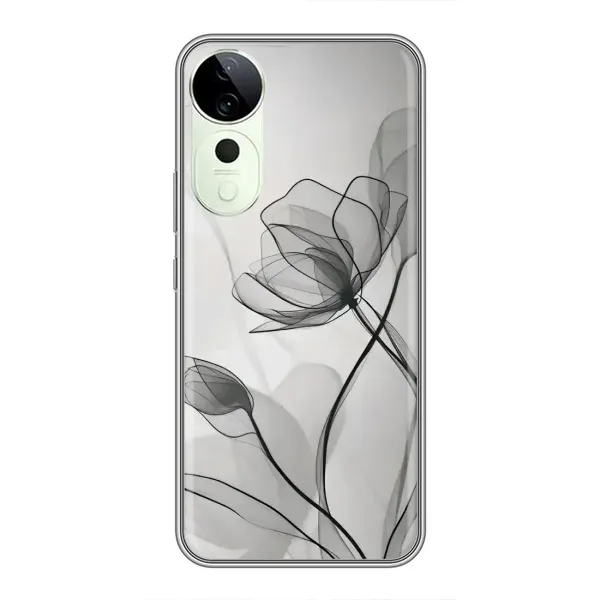 Чохол з принтом «Чорні квіти» для ViVO T5e