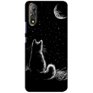 Чехол с принтом для ViVO V17 Neo (AlphaPrint) Модные коты (Котик и луна)