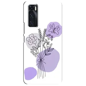 Силконовий чохол з принтом в квітах на ViVO V20 se (Букет фіолетова абстракція)
