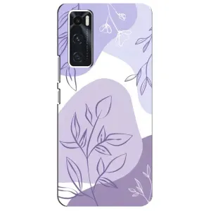 Силконовий чохол з принтом в квітах на ViVO V20 se (Фіолетове листя абстракція)