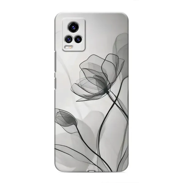 Чохол з принтом «Чорні квіти» для Vivo V20