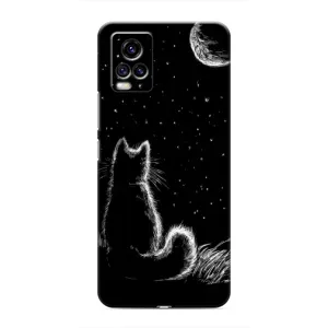 Чехол с принтом для ViVO V20 (AlphaPrint) Модные коты (Котик и луна)