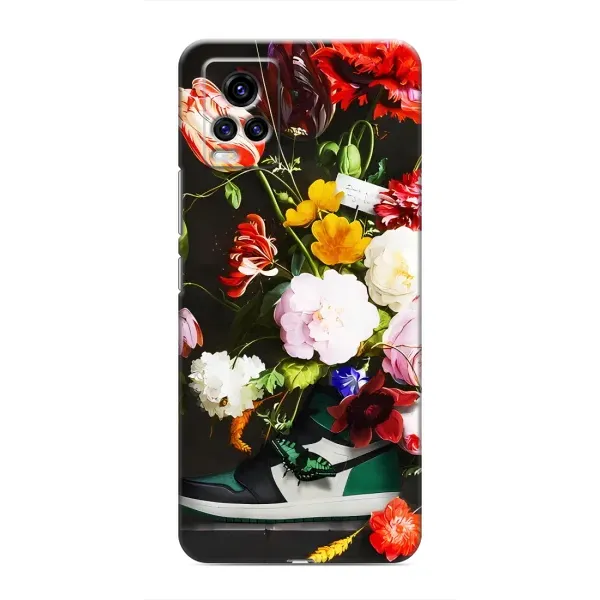 Чохол з принтом «Nike цветы» для Vivo V20