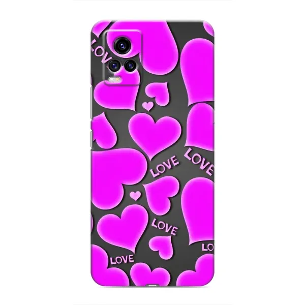 Чохол з принтом «Pink hearts» для Vivo V20
