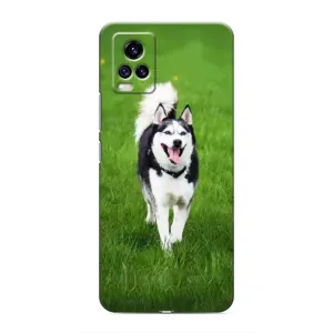 Чехол с Хаски для ViVO V20 - (AlphaPrint) (Радостный Хаски)