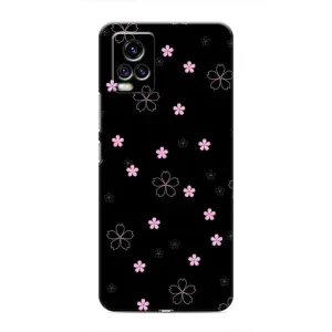 Чехол с розовым рисунком для ViVO V20 (Розовые цветы на черном)