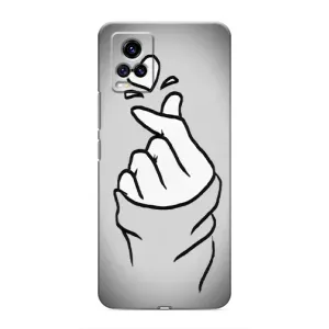 Чехол с принтом для ViVO V20 (AlphaPrint - Знак сердечка) (Значок Love)