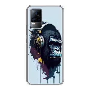 Чехол с Обезьянами Vivo V21 - (AlphaPrint) (Горилла в наушниках)