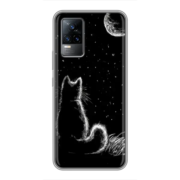 Чехол с принтом «Котик и луна» для Vivo V21