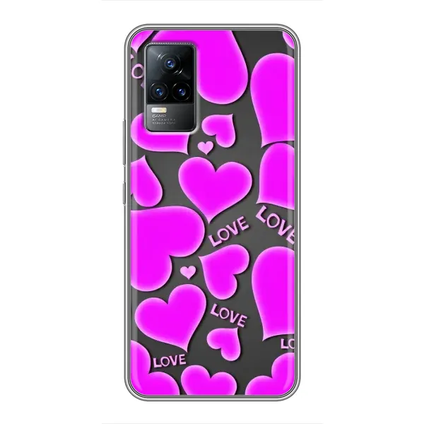 Чехол с принтом «Pink hearts» для Vivo V21